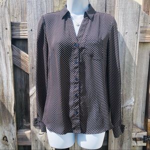 Ann Taylor Polka Dot Button Down Size X SMALL Blue